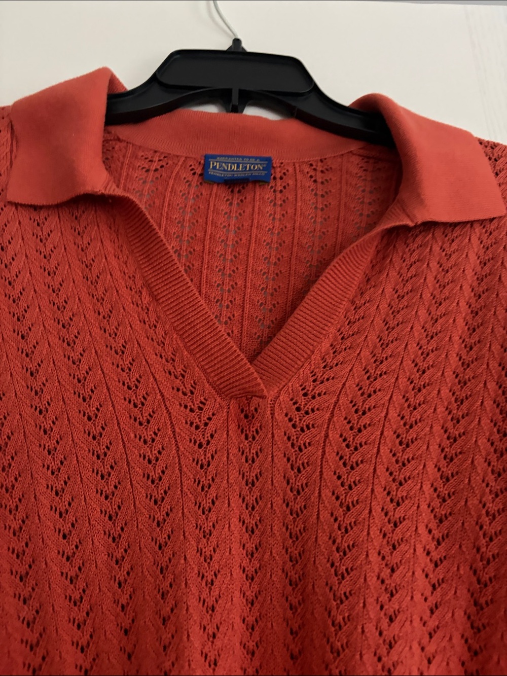 NWOT Pendleton Knit Polo V-neck Sweater in Rust Color - Picture 4 of 6
